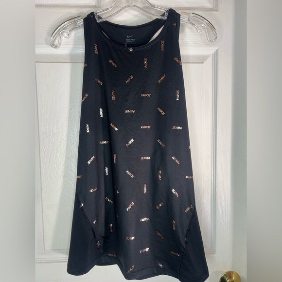 nike pro dri fit Tank Top Women’s Large Rose Gold All Over Logo Racerback - Picture 2 of 8